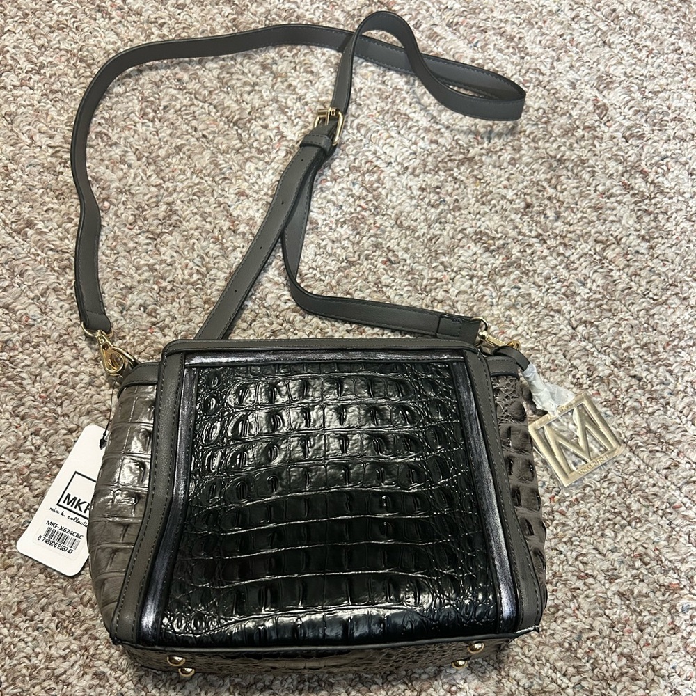 MKF black/grey Croc shoulder/crossbody bag.